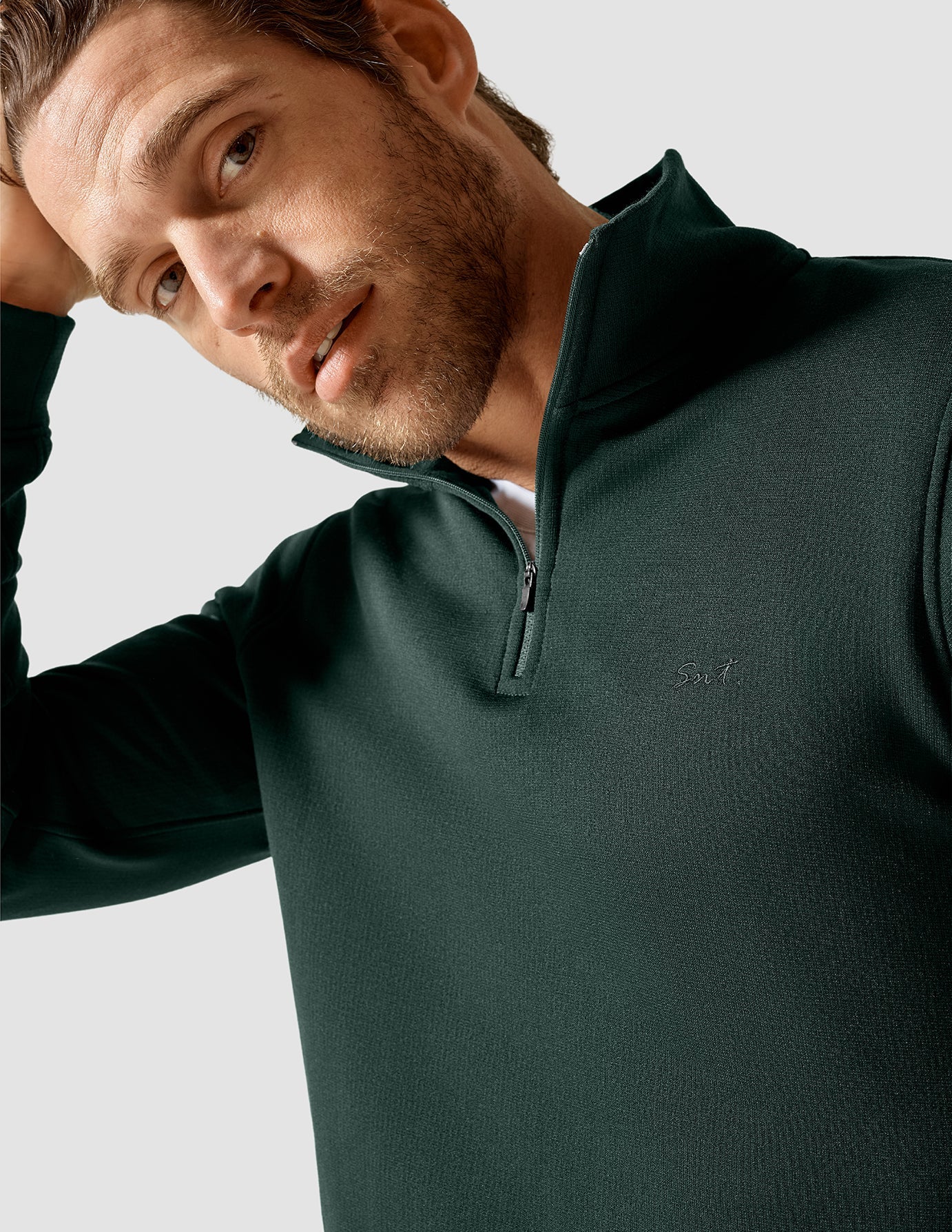 Tech Wool Half Zip Forest Green